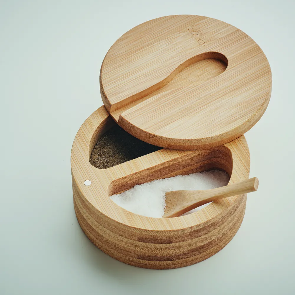 S&P · Peper en zout bamboe doosje – Hout