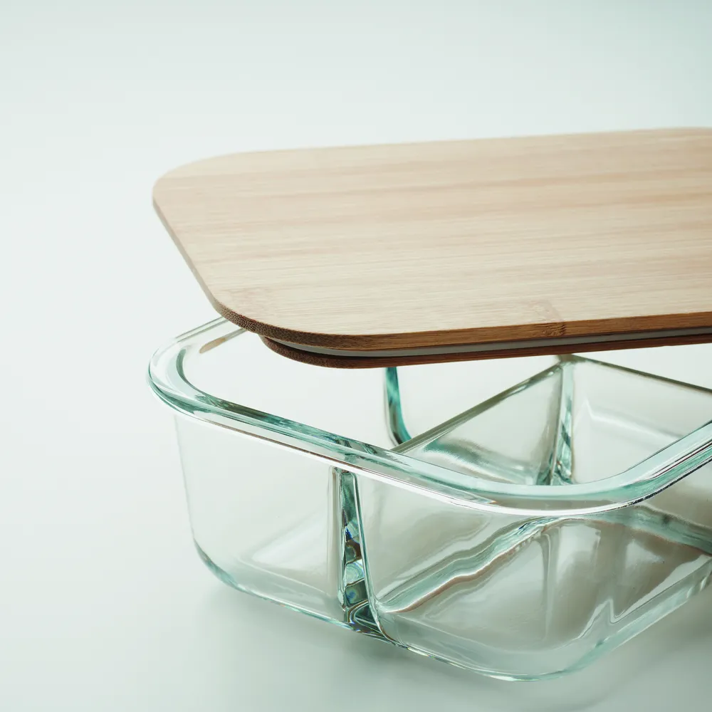 Tundra 3 · Glazen lunchbox bamboe deksel – Transparant