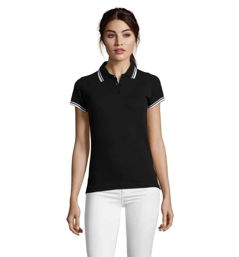 Pasadena Women · Pasadena dames polo 200g – Zwart/wit