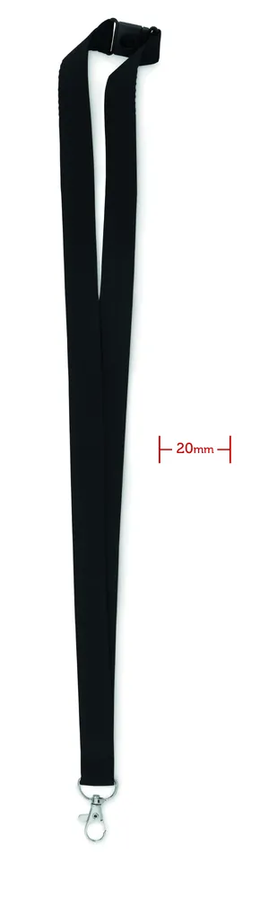 Pany · Lanyard, haak en clip. 20 mm – Zwart