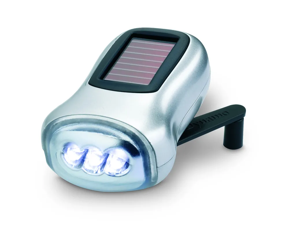 Dynasol · LED zaklamp groene energie – Mat zilver