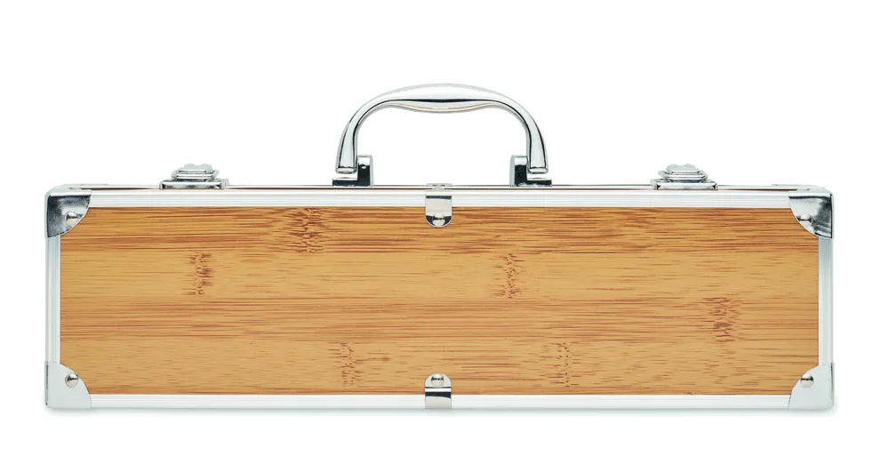Tooldera · Roestvrij stalen barbecue geree – Hout