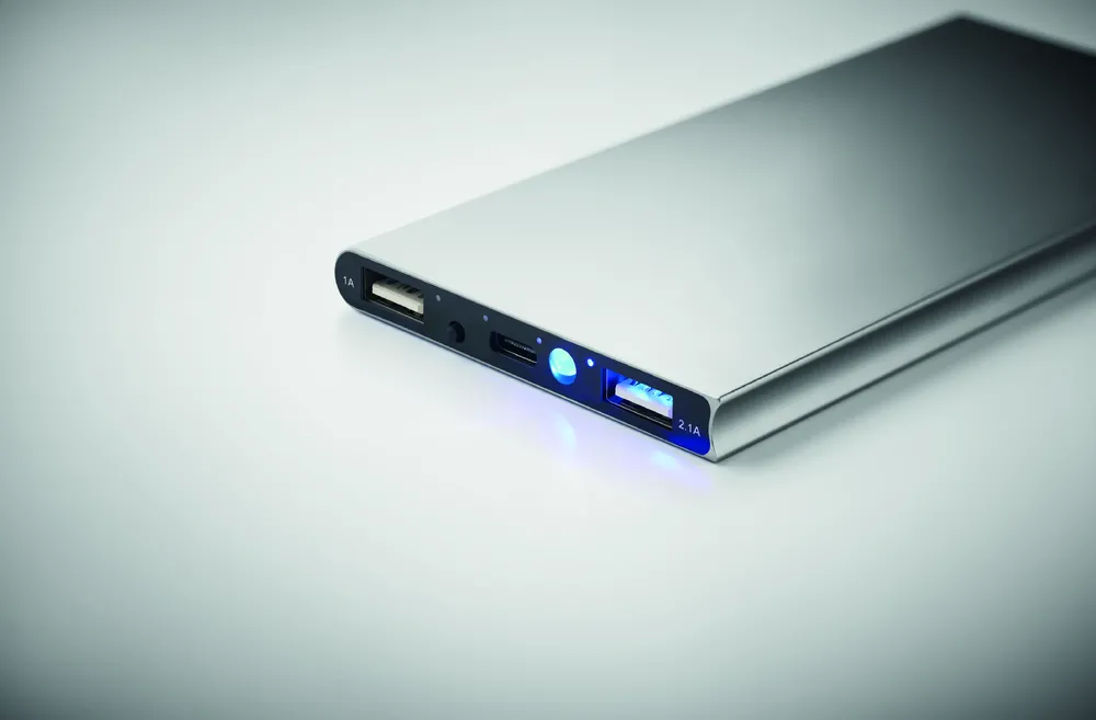Powerflat8C · Powerbank 8000 mAh – Mat zilver