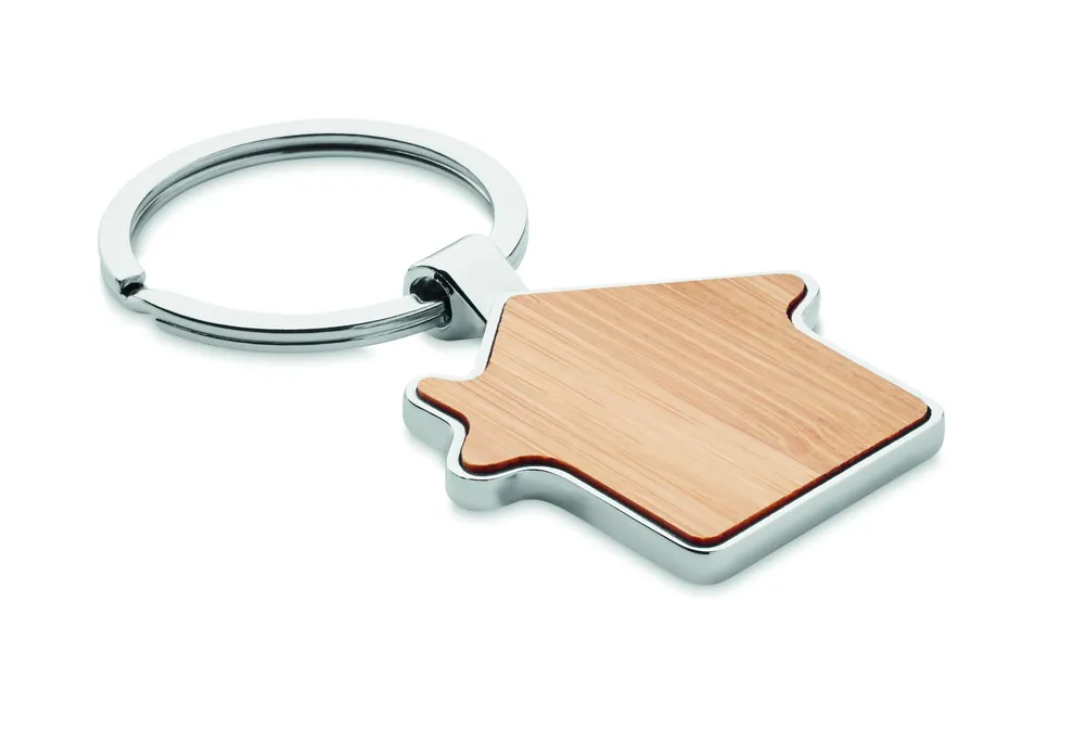 Burnie · Bamboe sleutelhanger huisje – Hout