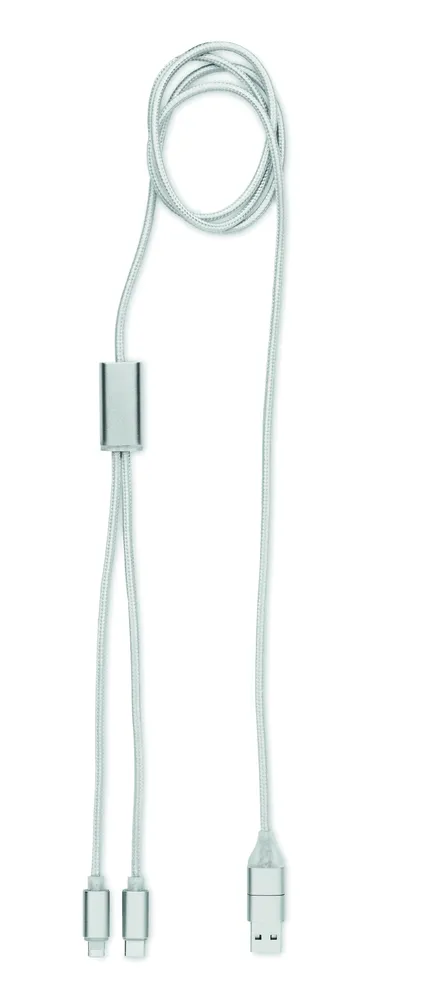 Cablong · 2 in 1  lange oplaadkabel – Zilver