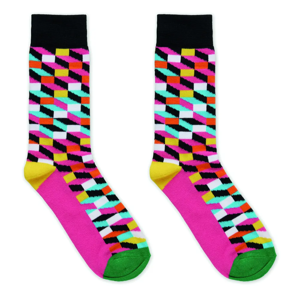 Funny L · Sokken met een grappig patroon – Fuchsia