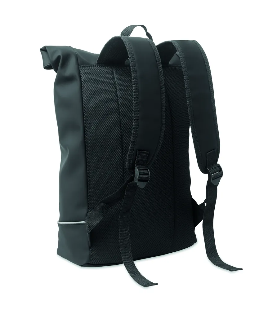 Laptosa · Laptop 15" rolltop PU rugzak – Zwart