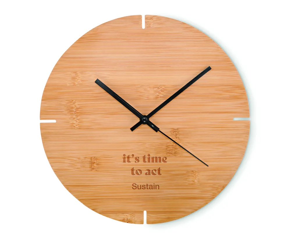 Esfere · Ronde bamboe wandklok – Hout