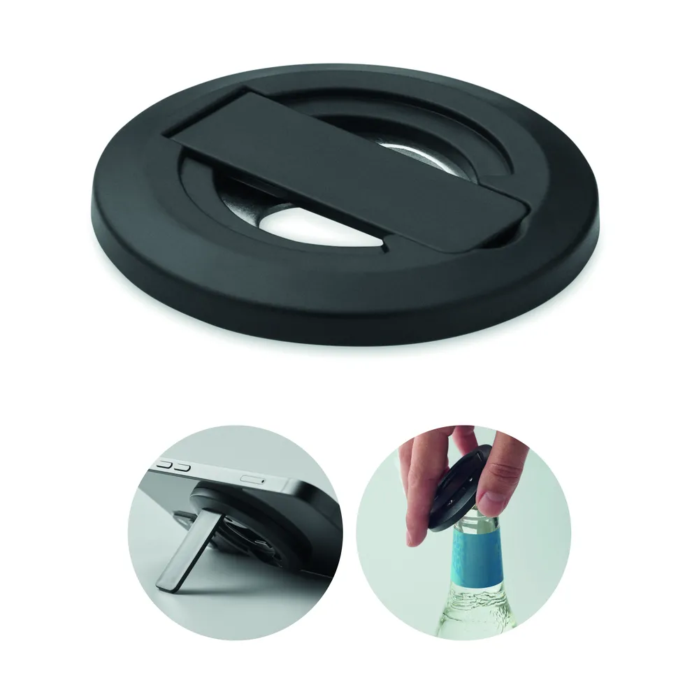 Dosenuno · Telefoonhouder en flesopener – Zwart