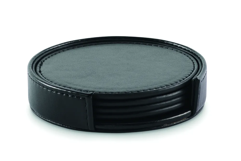 Posa Set · Set van 4 PU onderzetters – Zwart