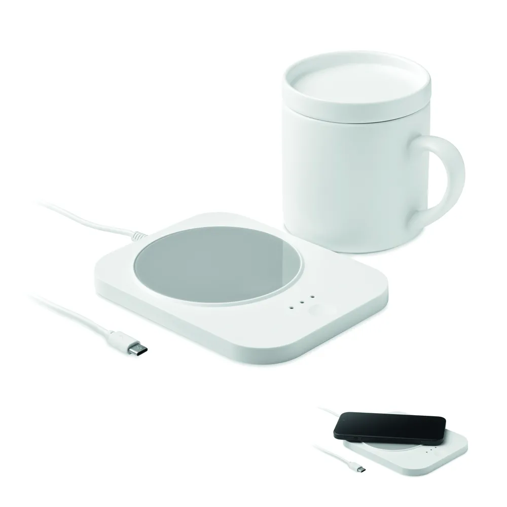 Siroter · Draadl mokwarmer & oplader set – Wit