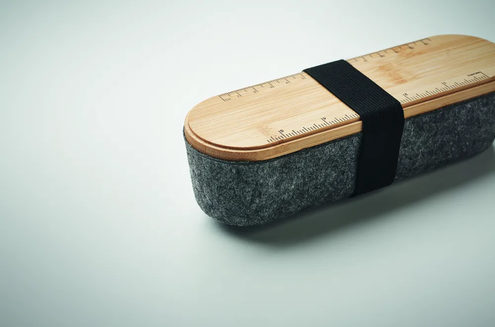 Mile · RPET vilten etui met deksel – Hout