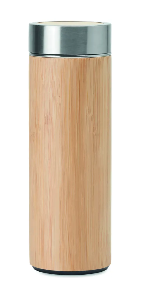 Batumi · Dubbelwandige bamboe fles 400ml – Hout