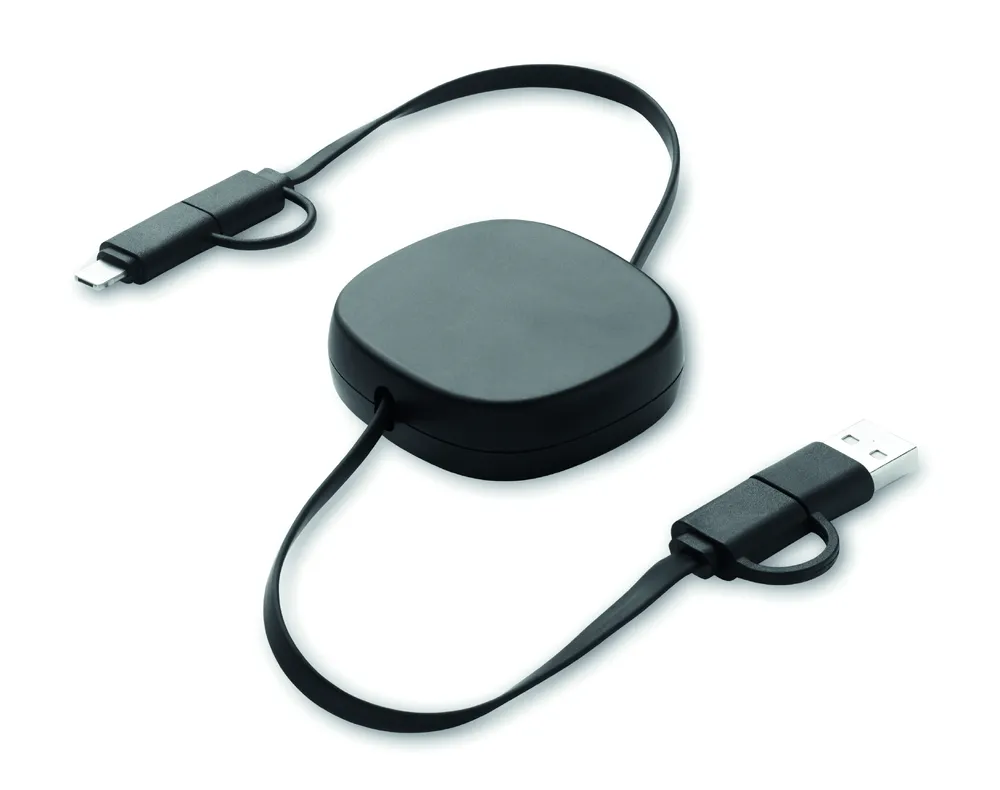 Linea · 60W uittrekbare oplaadkabel – Zwart