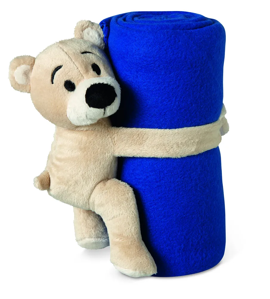 Manta · Fleece deken met beer – Blauw