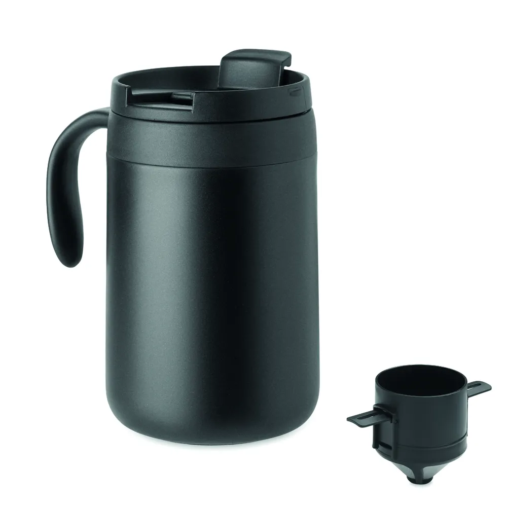 Cafetito · Dubbelwandige mok koffiefilter – Zwart