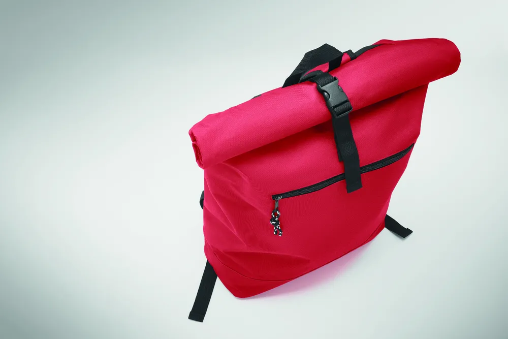 Irea · 600D polyester rolltop rugzak – Rood