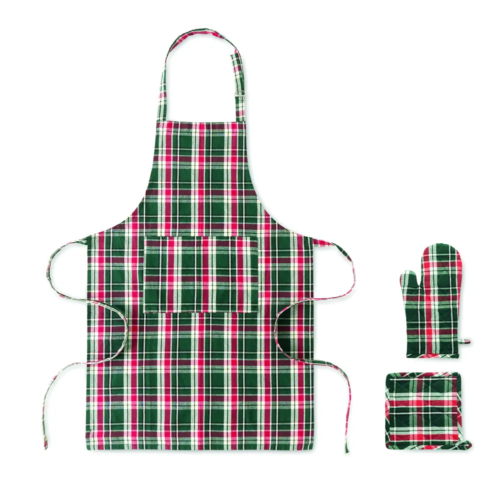 Santapron · Geruite katoenen keukenset – Multicolour