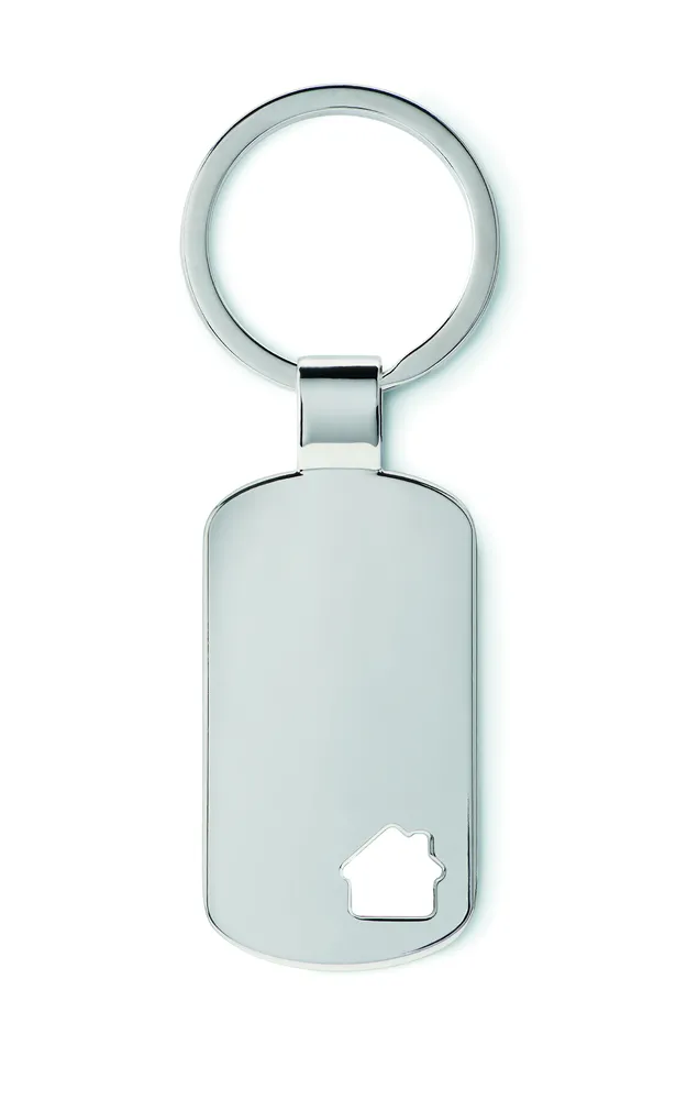 House Key · Metalen sleutelhanger, huisje – Mat zilver
