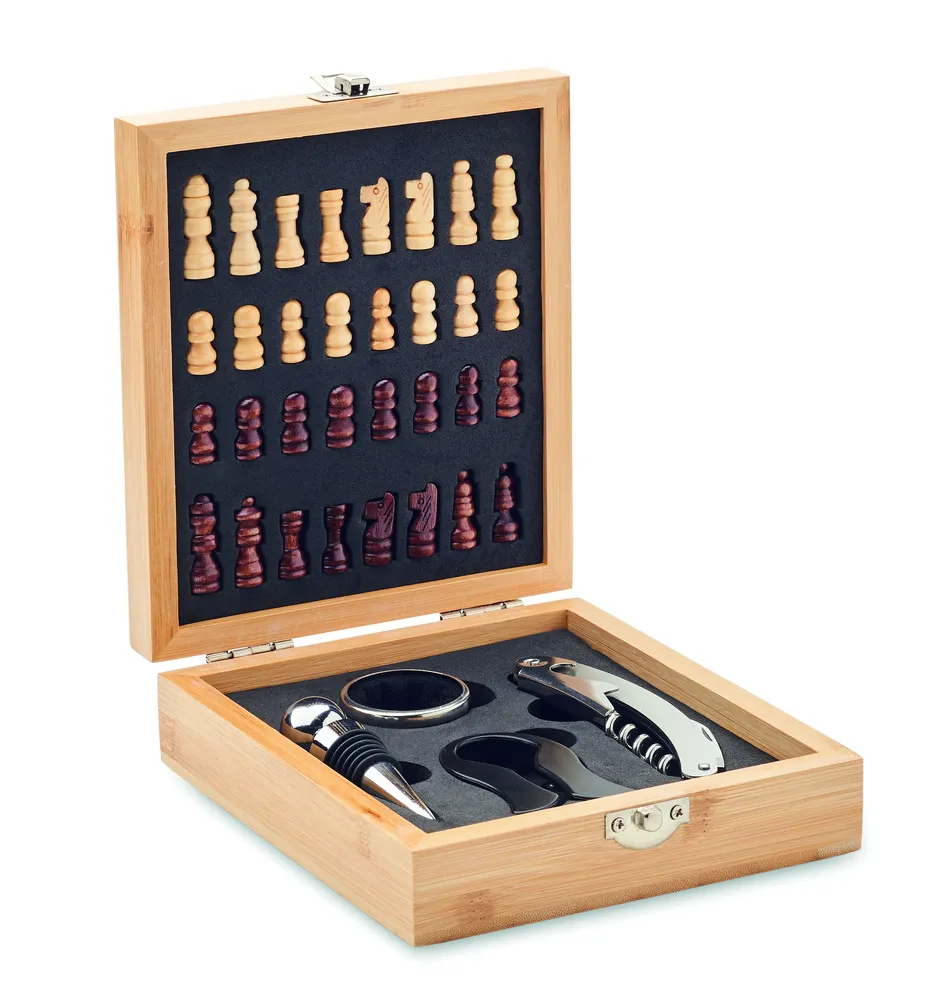 Chesset · Schaakbord wijn set – Hout