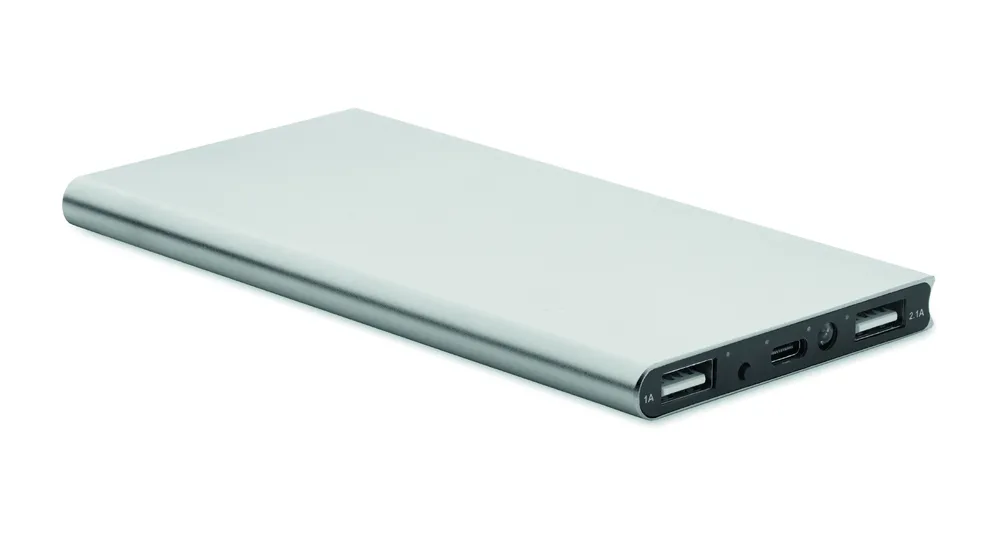 Powerflat8C · Powerbank 8000 mAh – Mat zilver