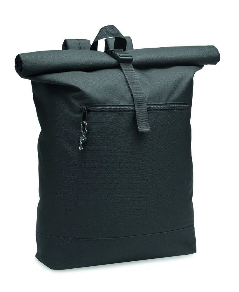 Napa · 600D RPET rolltop rugzak – Zwart