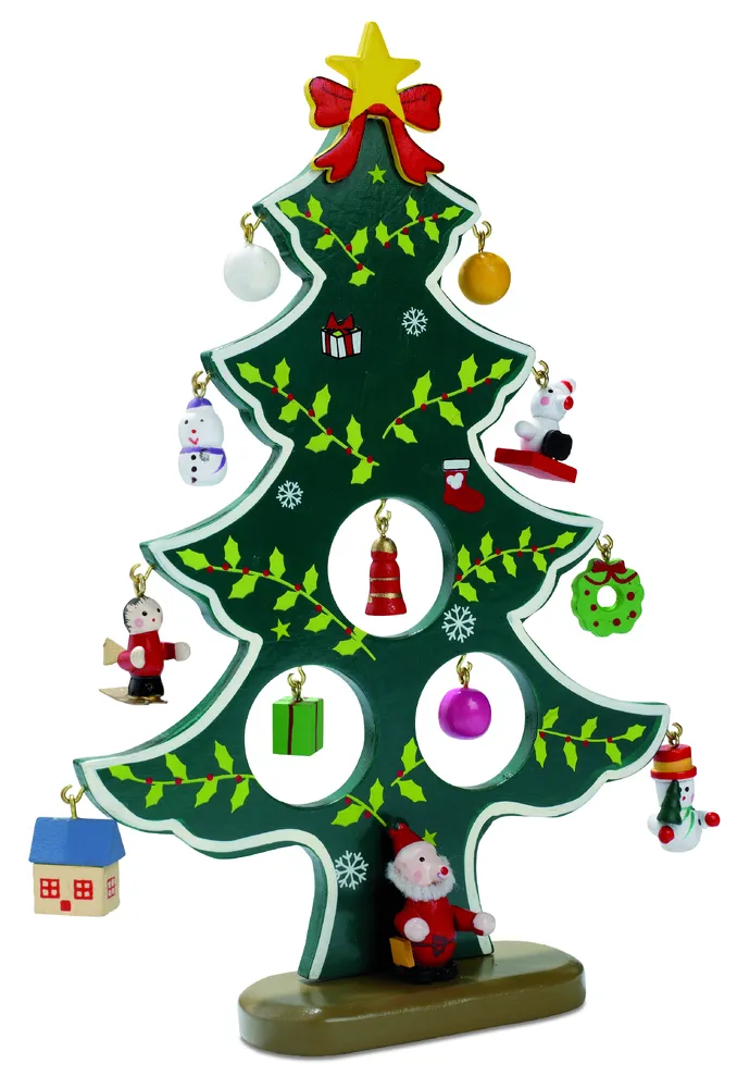 Woodtree · Houten kerstboom met decoratie – Groen