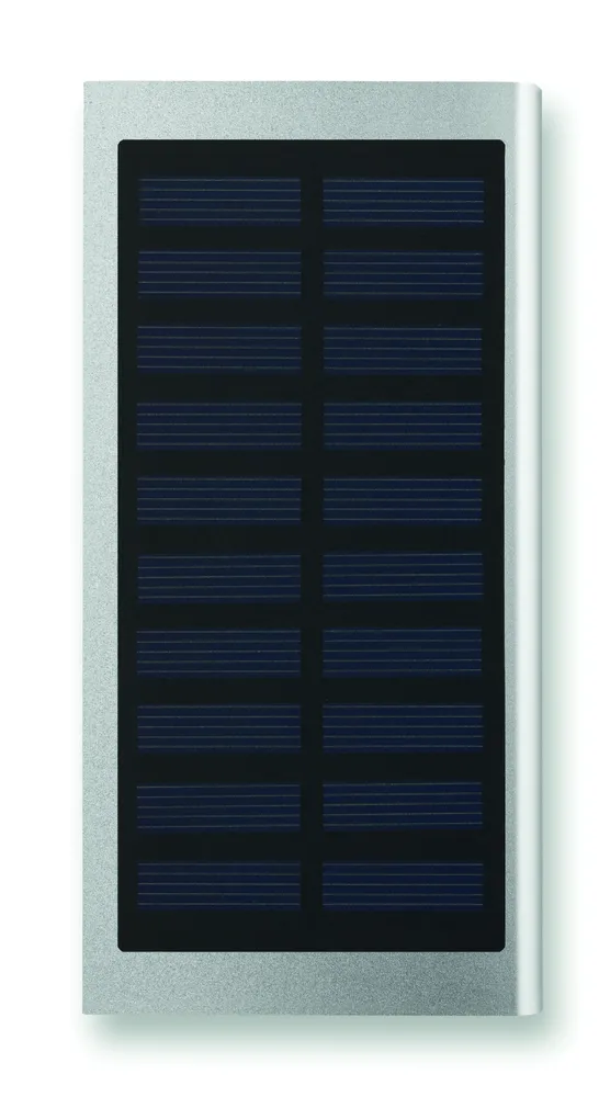Solar Powerflat · PowerBank 8000 mAh – Mat zilver