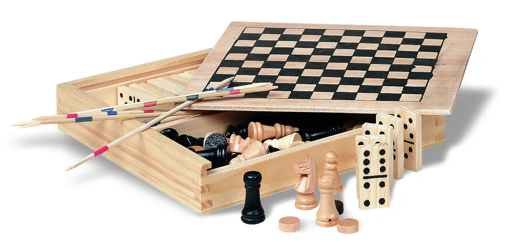 Trikes · 4 Spelletjes in houten doos – Hout