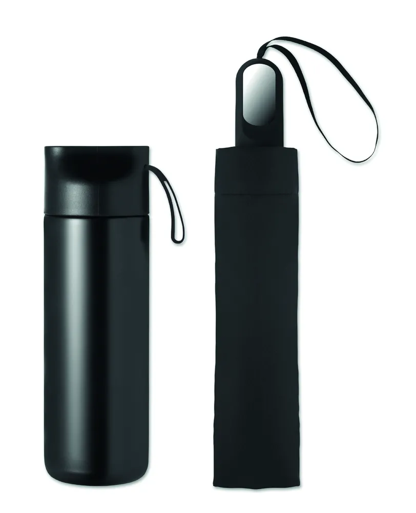 Hithere · Giftset fles & paraplu – Zwart