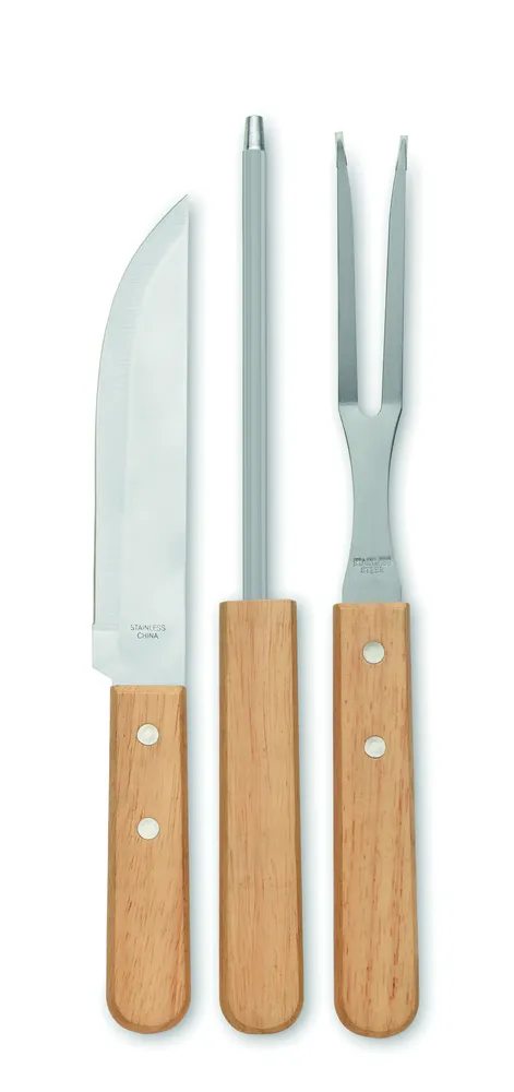 Tooldera · Roestvrij stalen barbecue geree – Hout