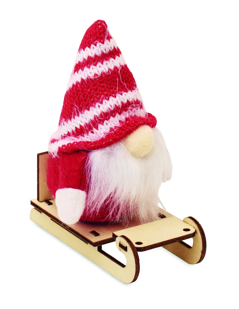 Frosty Sleigh · Kabouter op houten slee – Rood
