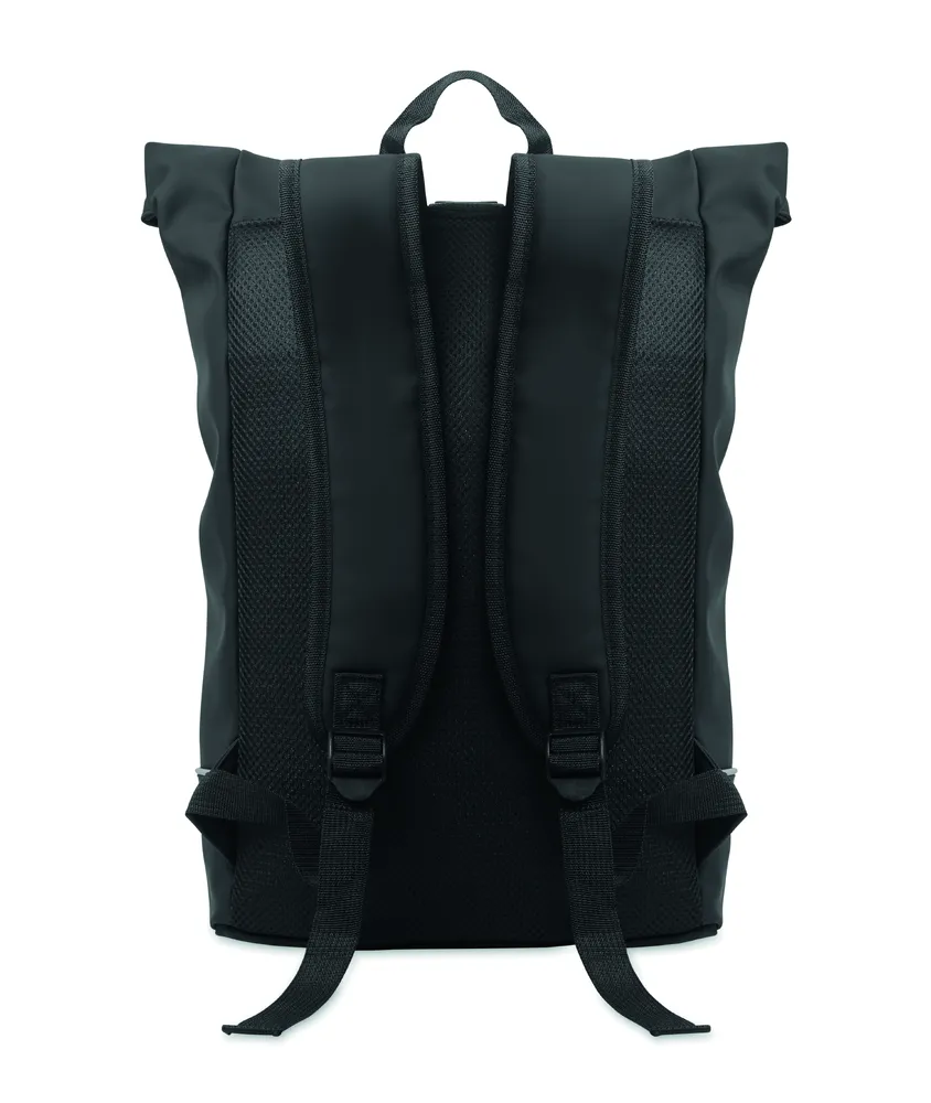 Laptosa · Laptop 15" rolltop PU rugzak – Zwart