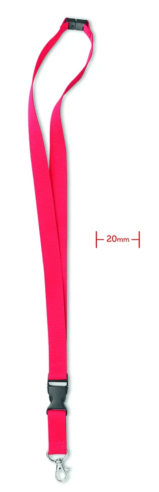 Lanyard, metalen haak. 20 mm – Rood