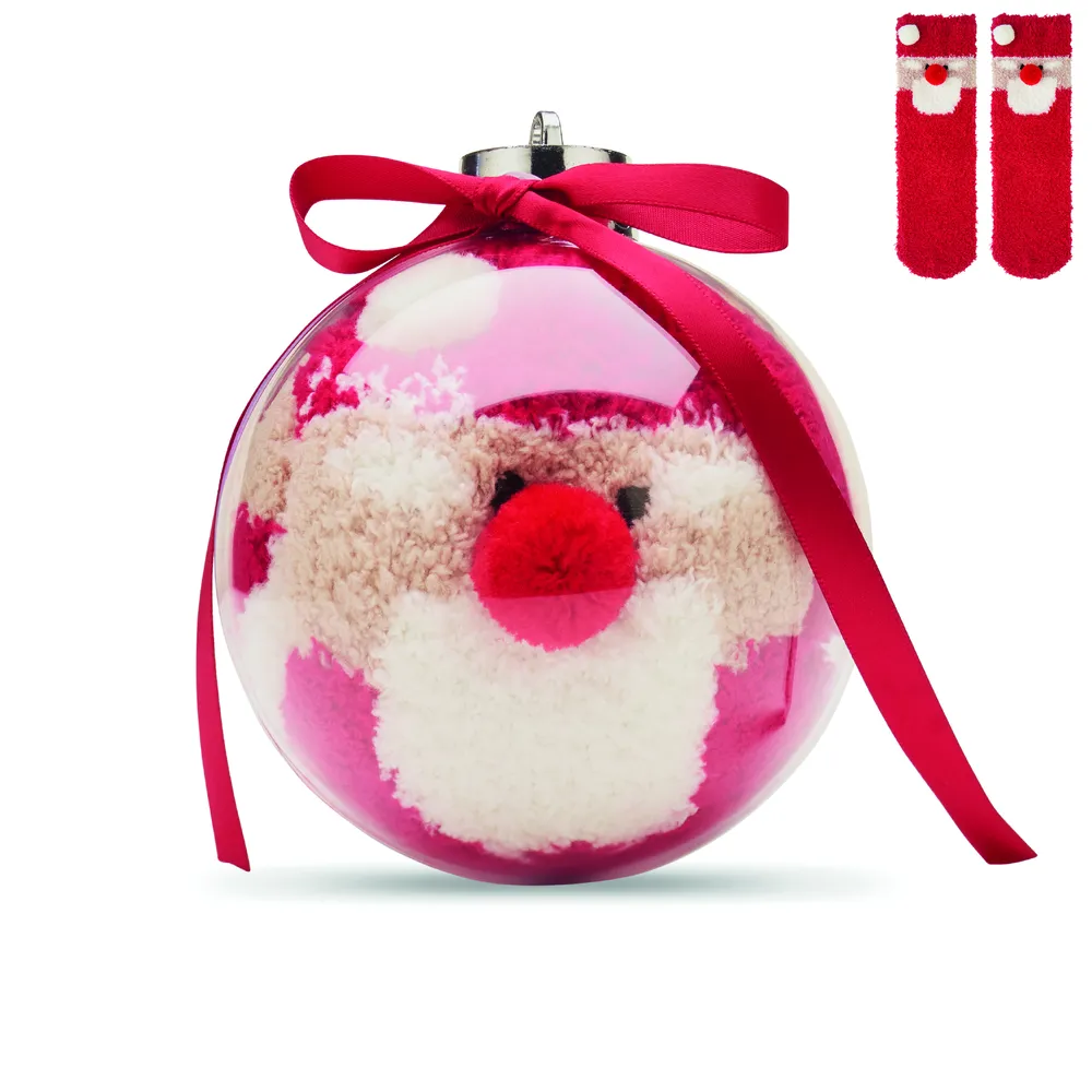 Snug L · Kerstman sokken balornament – Rood