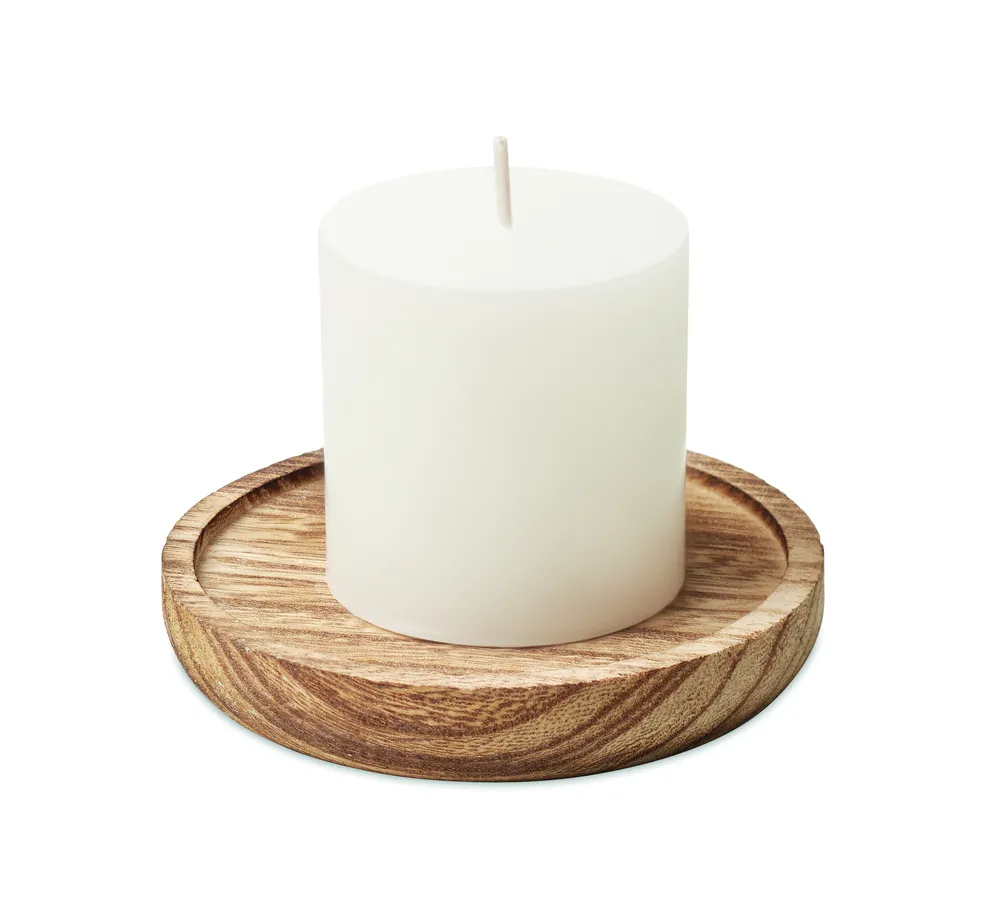 Pentas · Kaars met ronde houten basis – Hout
