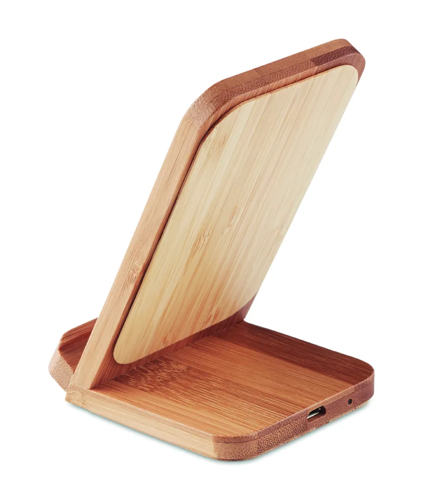 Wirestand · Draadloze bamboe oplaadstation – Hout