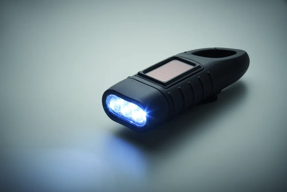 Sluz · Zaklamp op zonne-energie met dynam – Zwart