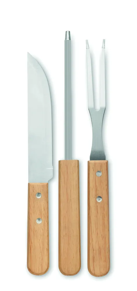 Tooldera · Roestvrij stalen barbecue geree – Hout