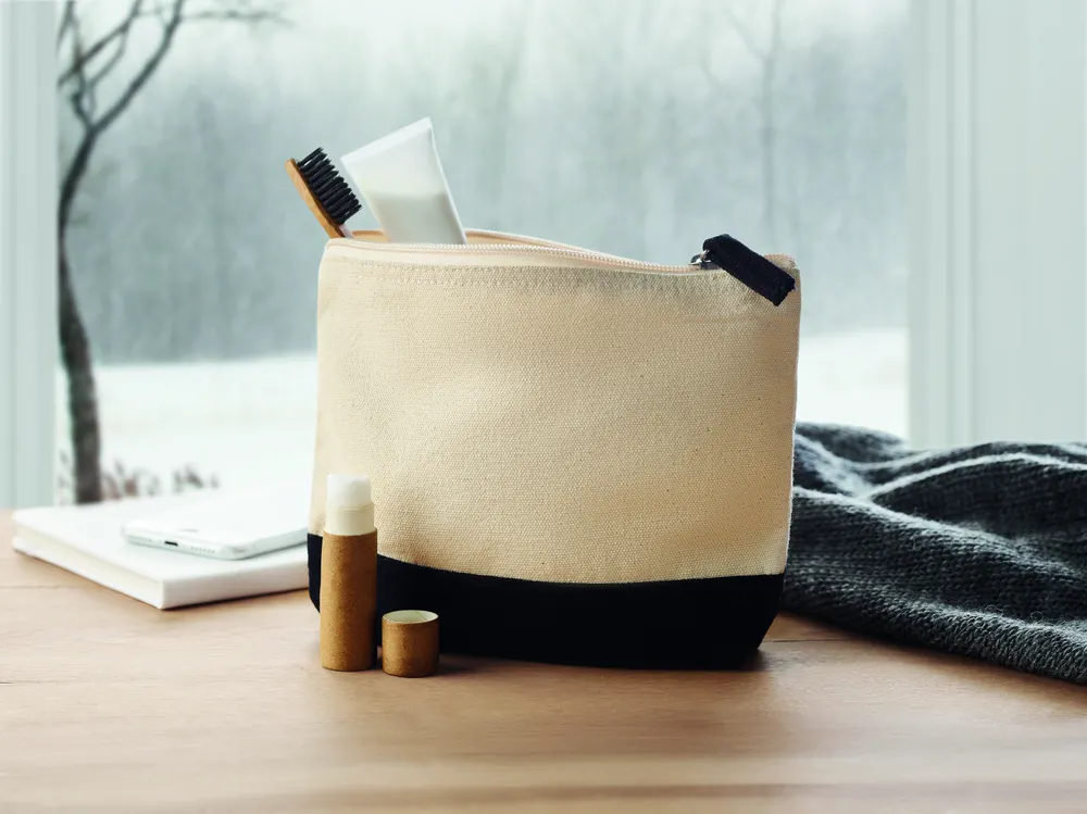 Kleuren · 2-Kleurige katoenen toilettas – Zwart