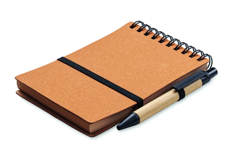 Notie · B7 Gerecycled notitieboek met balp – Bruin