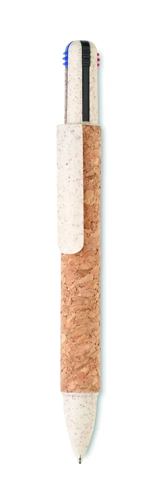 Arbocho · 4-kleuren inkt balpen met kurk – Beige