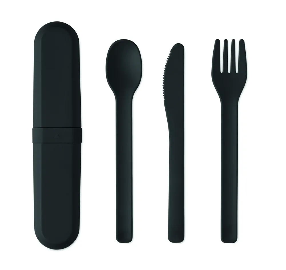 Biteful · Bestekset en koker in PLA – Zwart