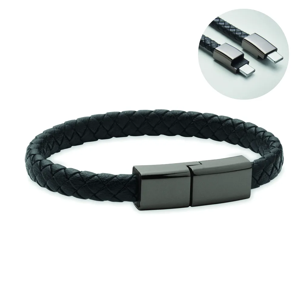 Fauleti Charge · Type-C kabel armband – Zwart
