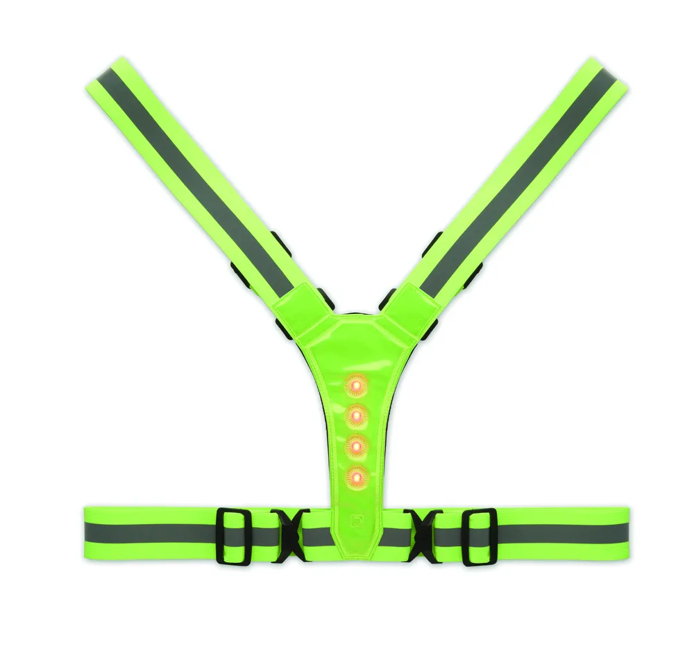 Roundvisible · Reflecterende riem met LED – Neon groen