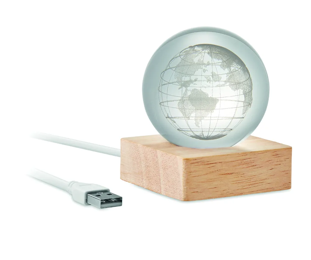 Globe Light · LED wereldbol glazen bol – Hout