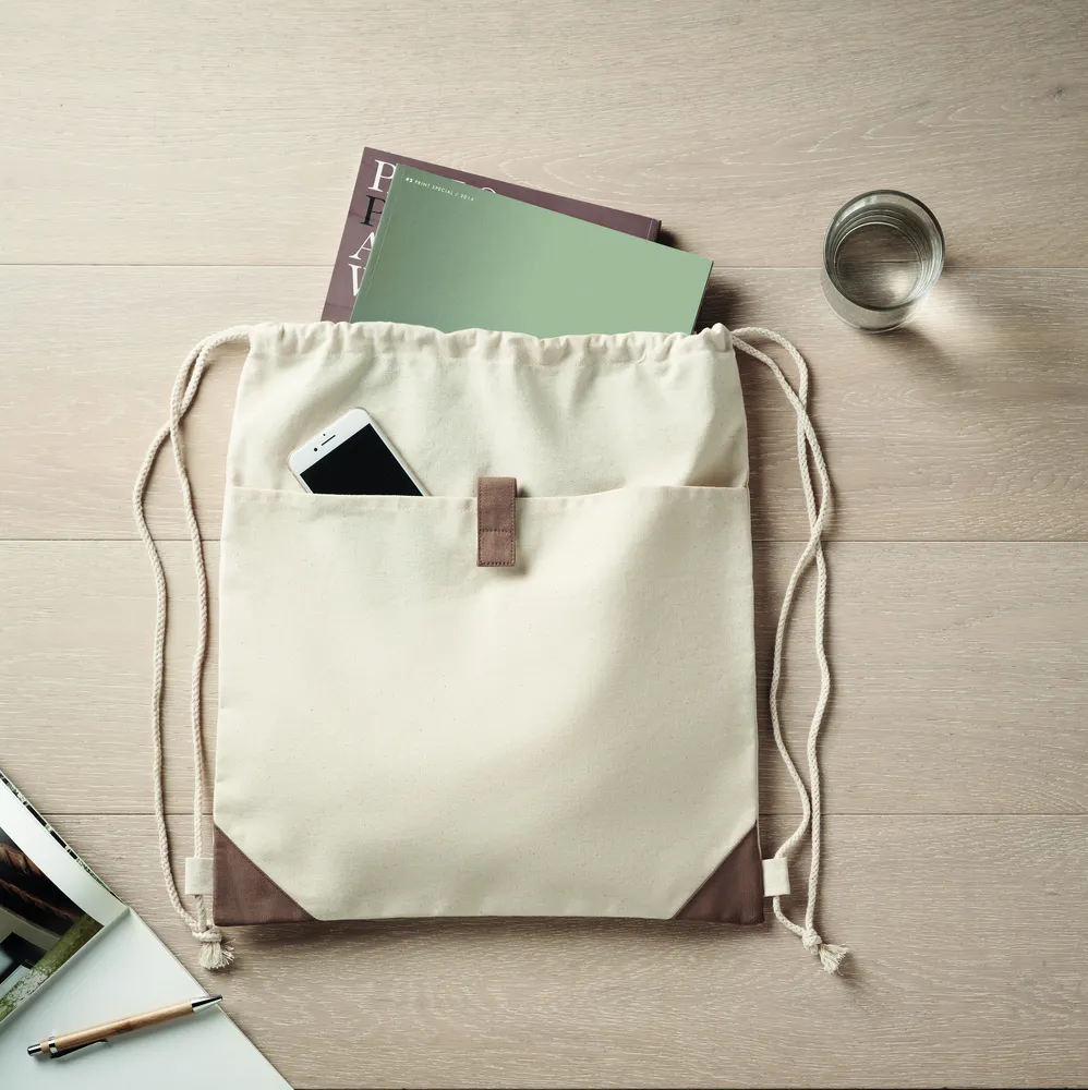 Panda Bag · Trekkoord rugzak – Beige