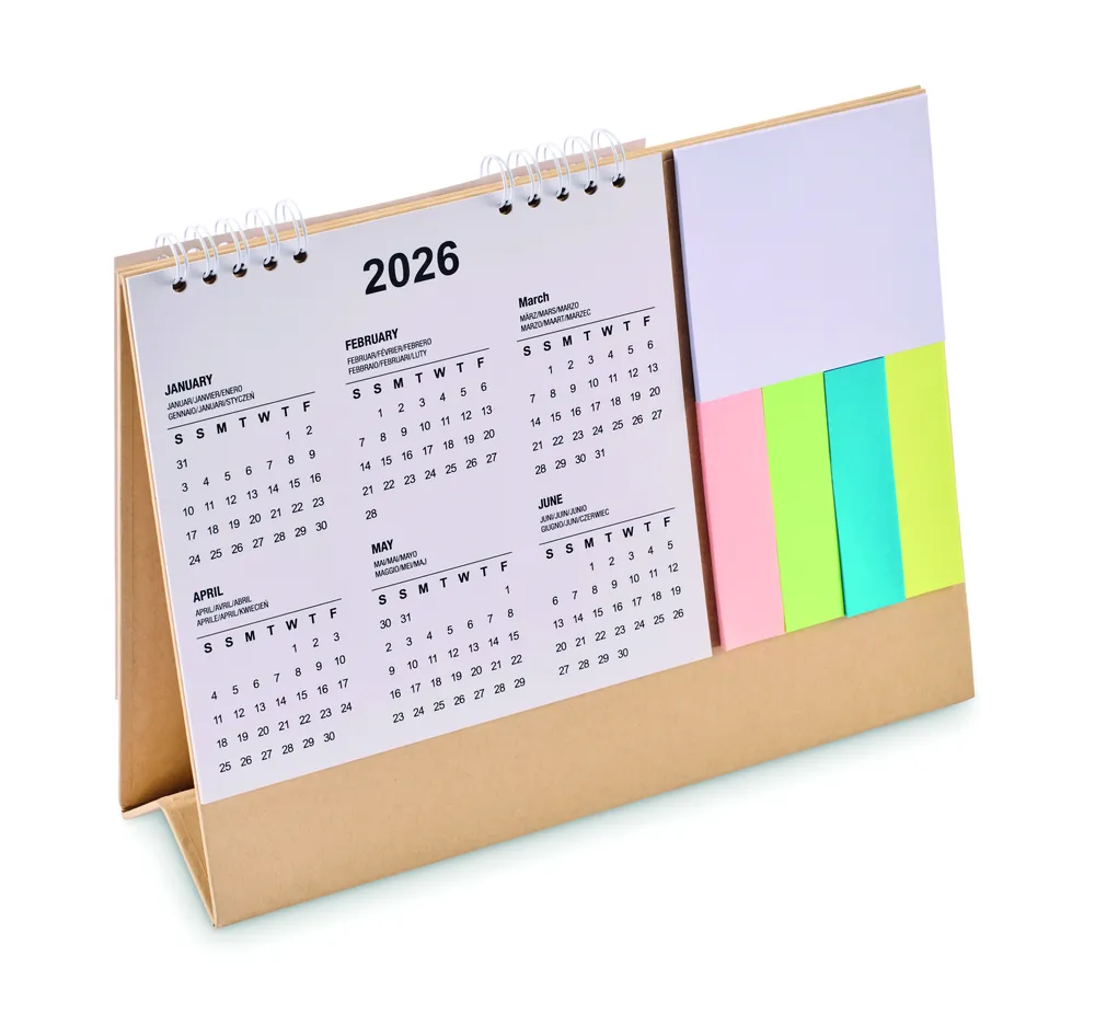Calendoo · Bureaukalender met memoblok – Beige