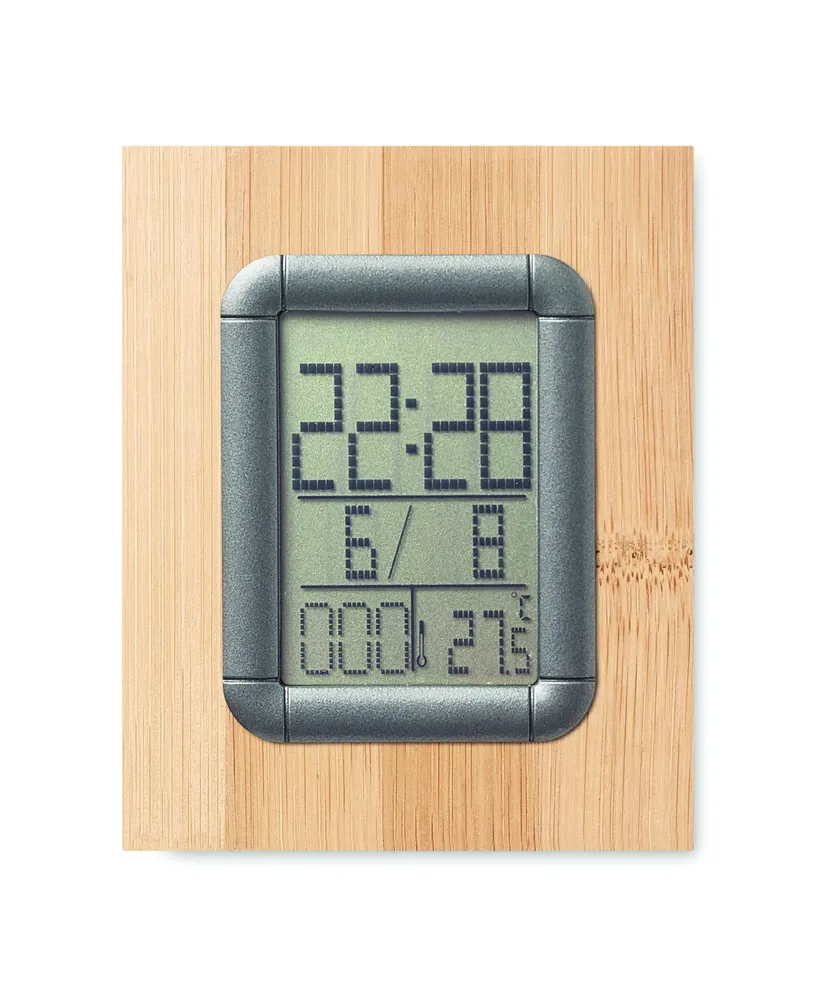 Manila · Bamboe pennenbak met Lcd klok – Hout