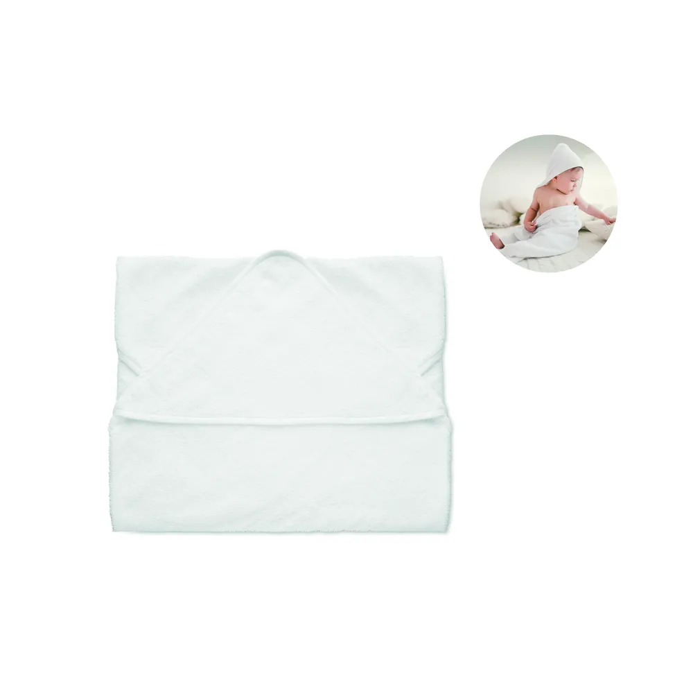 Hugme · Katoenen babyhanddoek met kap – Wit